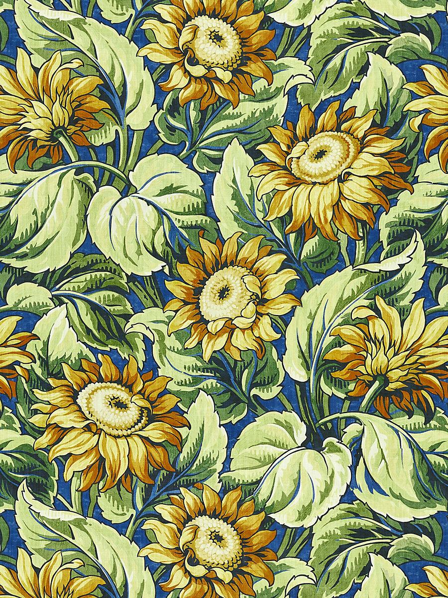 Scalamandre Sunflower Print Cobalt Fabric