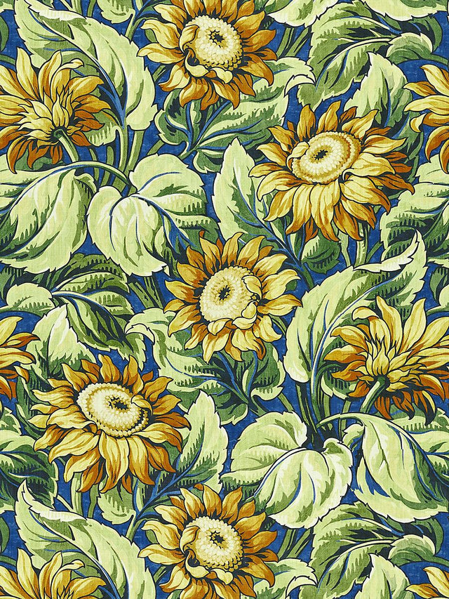 Scalamandre Sunflower Print Cobalt Fabric