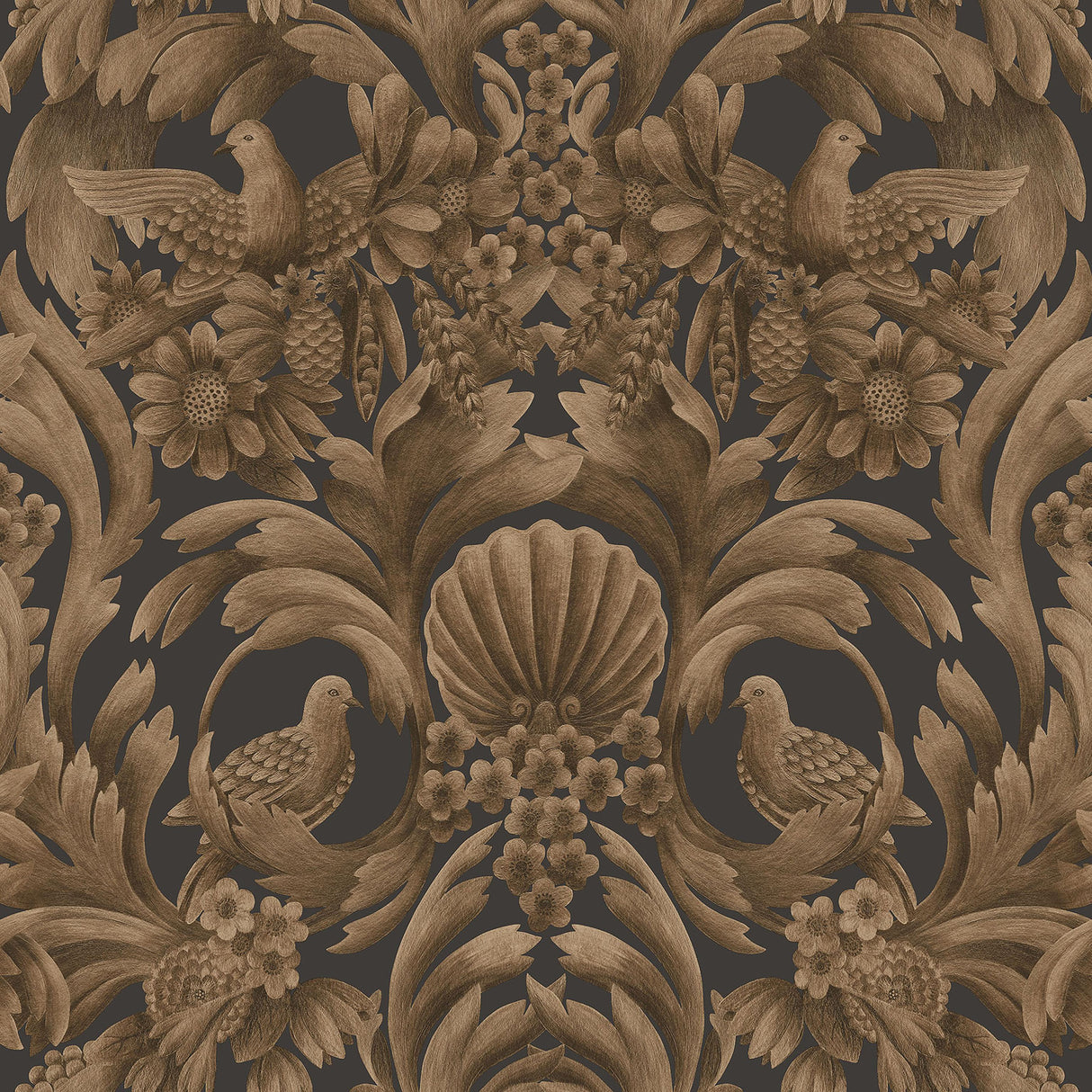 Cole & Son GIBBONS CARVING MBRNZ/CHR Wallpaper
