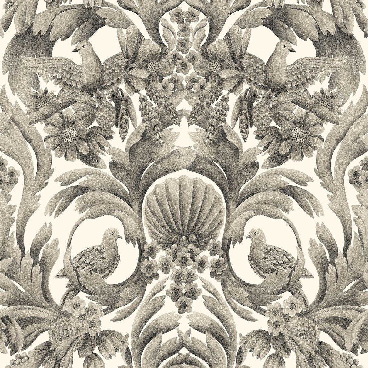 Cole & Son GIBBONS CARVING SOOT/STON Wallpaper