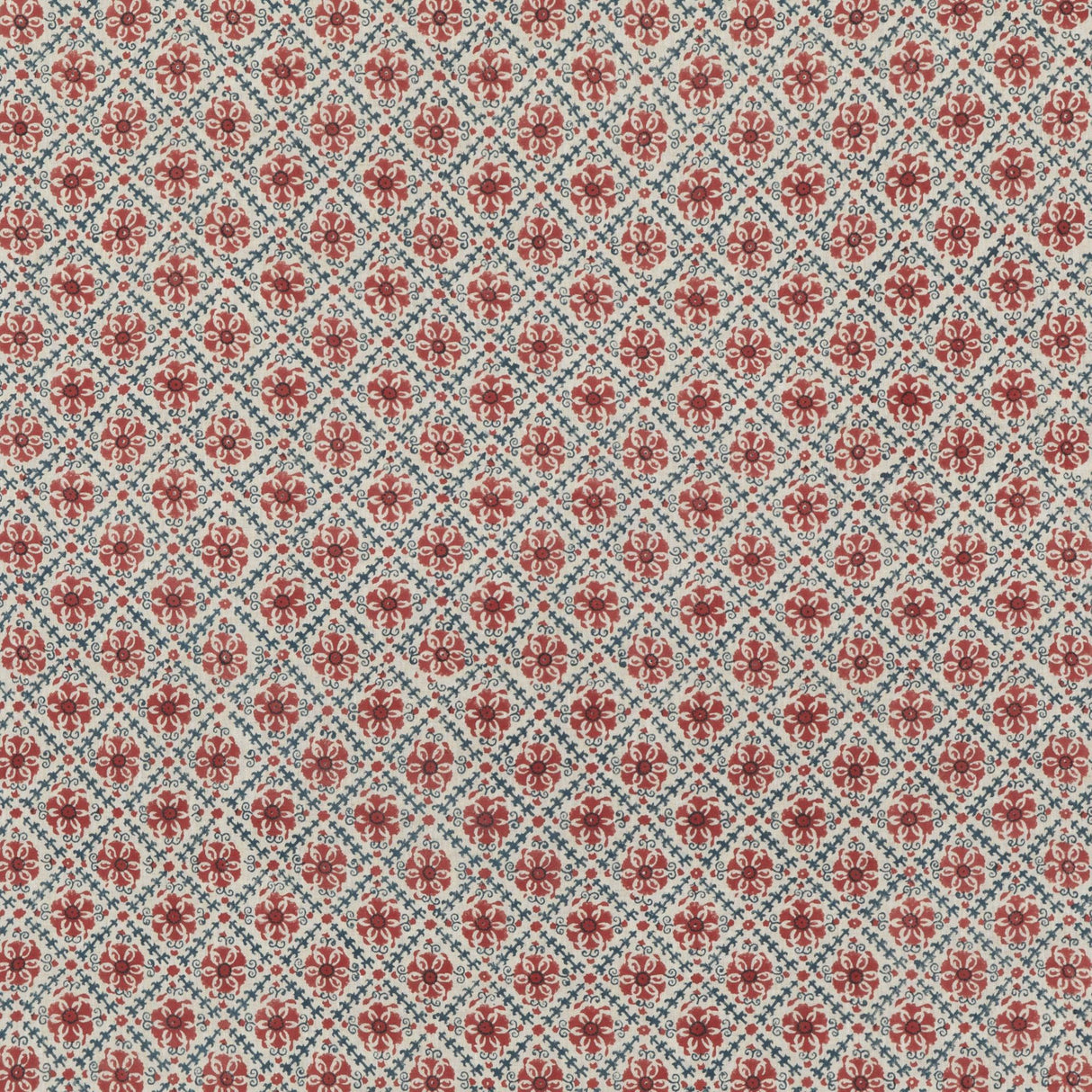 G P & J Baker CAMDEN TRELLIS RED/ BLUE Fabric