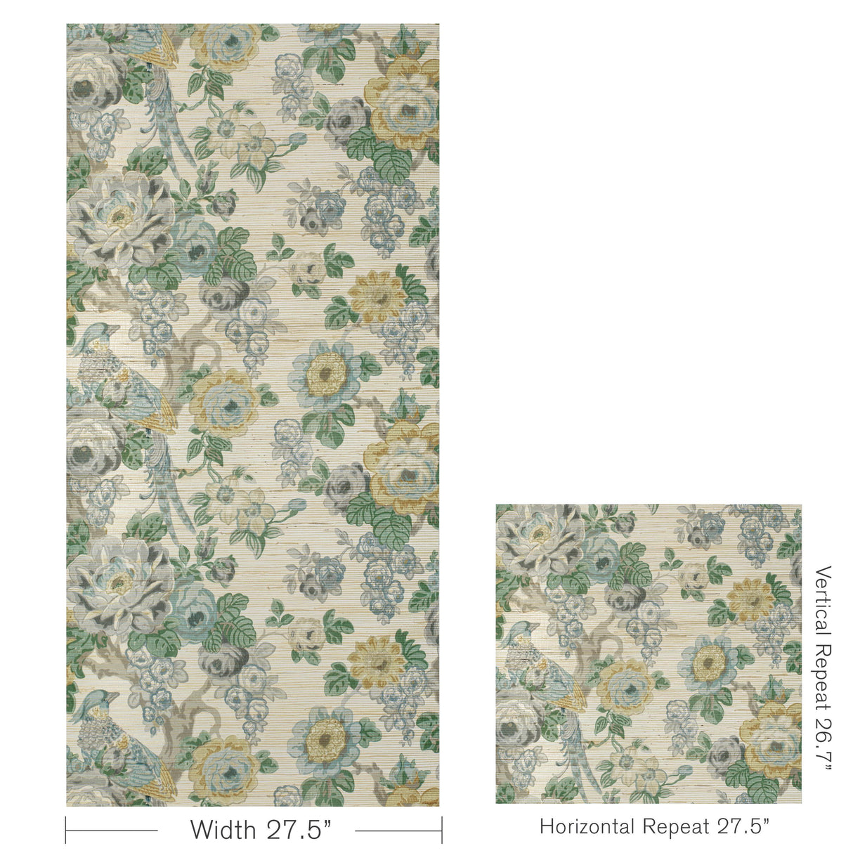 Lee Jofa AVONDALE PAPER SLATE/AQUA Wallpaper