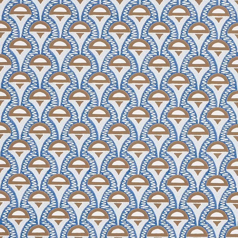 Schumacher Abelino Blue & Brown Wallpaper
