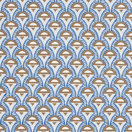 Schumacher Abelino Blue & Brown Wallpaper