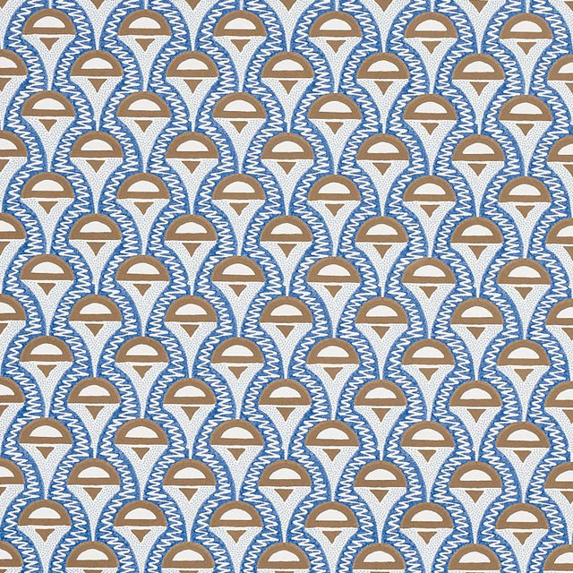 Schumacher Abelino Blue & Brown Wallpaper