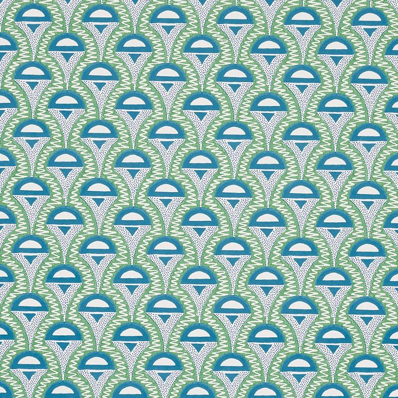 Schumacher Abelino Green & Peacock Wallpaper