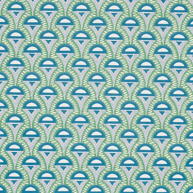 Schumacher Abelino Green & Peacock Wallpaper