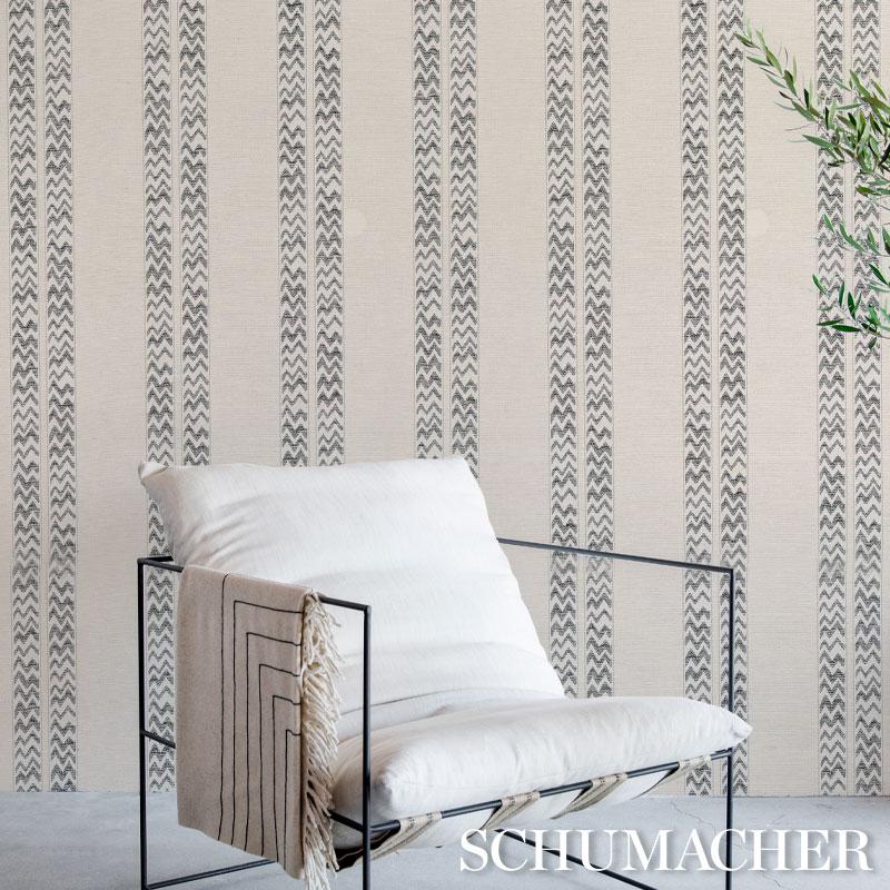 Schumacher Kudu Stripe Black Wallpaper
