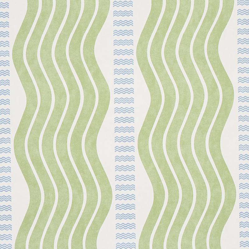 Schumacher Sina Stripe Green Wallpaper