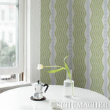 Schumacher Sina Stripe Green Wallpaper
