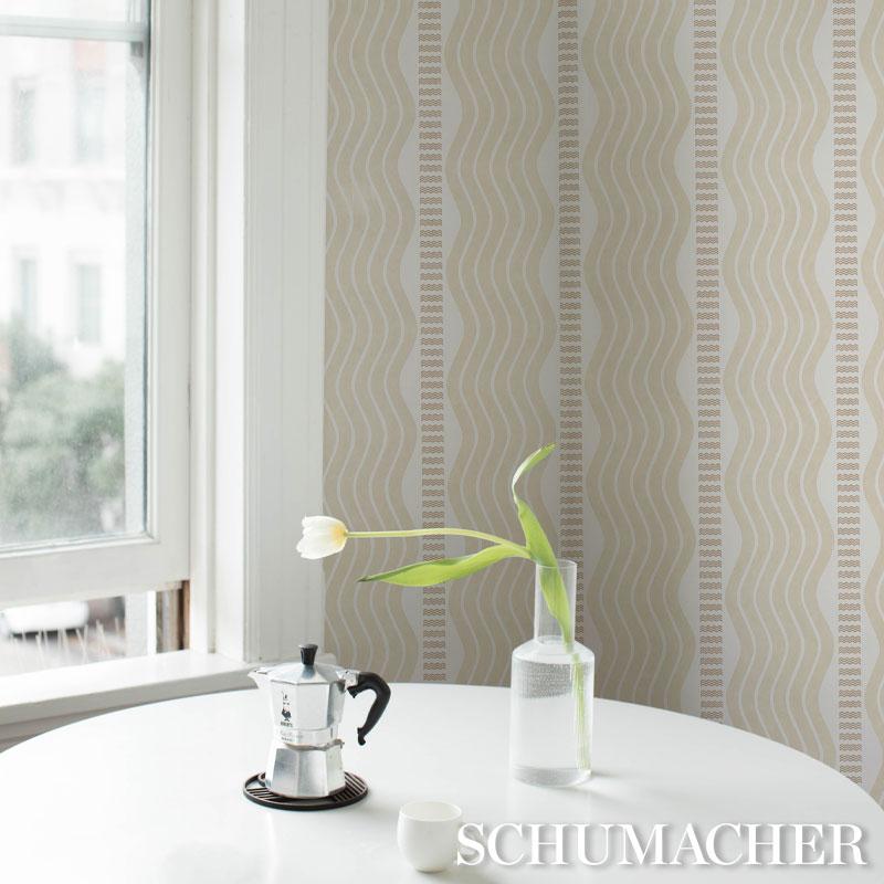 Schumacher Sina Stripe Sand Wallpaper
