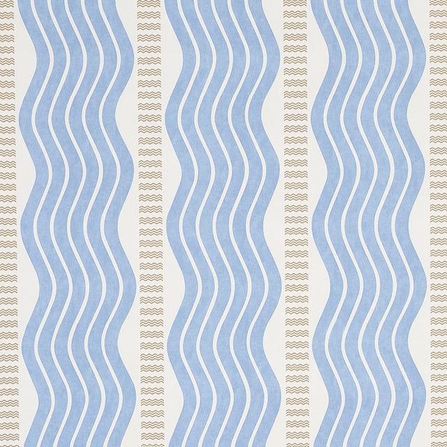 Schumacher Sina Stripe Blue Wallpaper