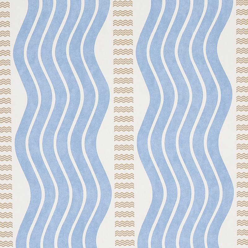 Schumacher Sina Stripe Blue Wallpaper