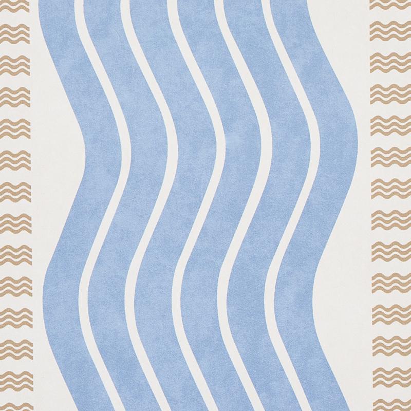 Schumacher Sina Stripe Blue Wallpaper
