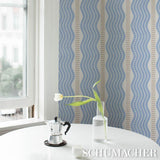 Schumacher Sina Stripe Blue Wallpaper