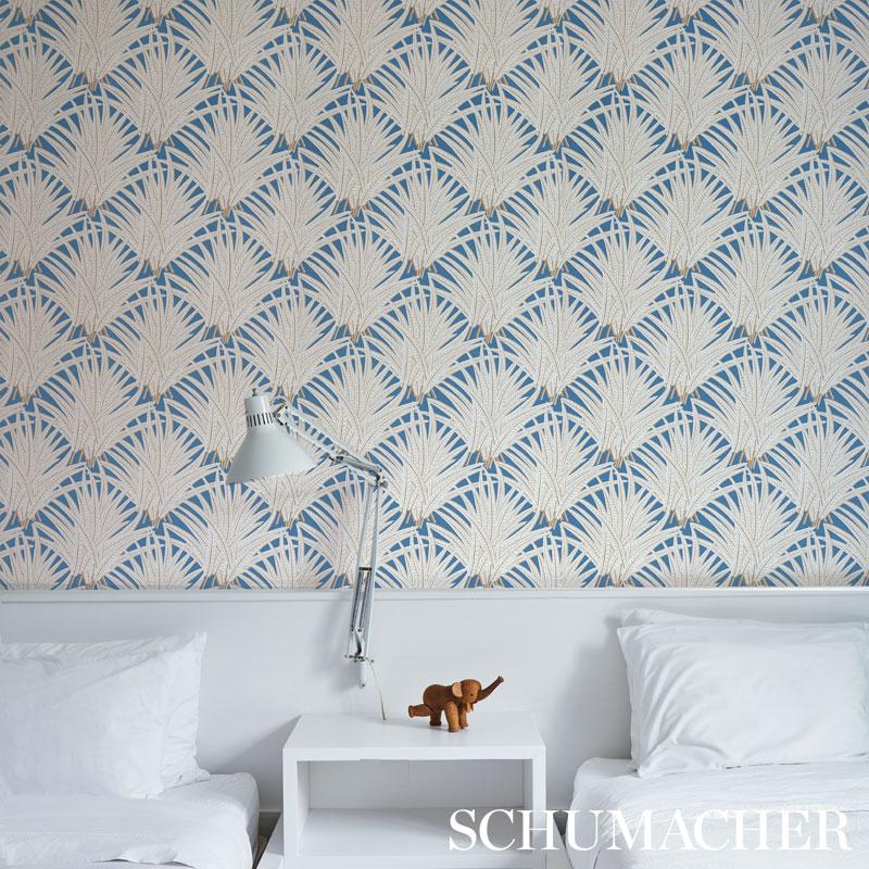 Schumacher Zenada Blue Wallpaper