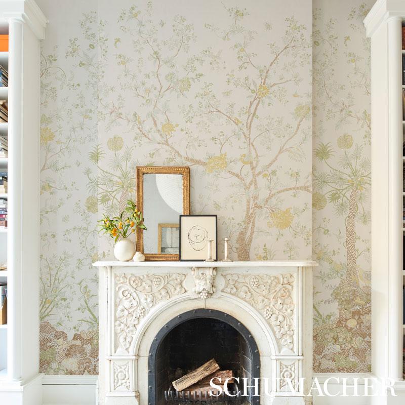 Schumacher Amaltas Panel Set Green & Yellow Wallpaper