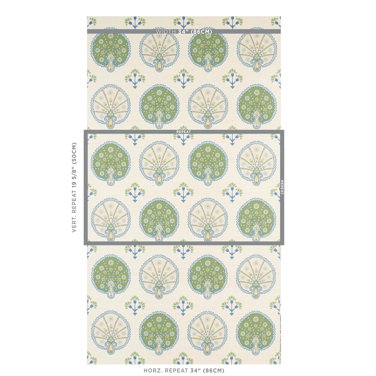 Schumacher Chamba Crown Sisal Green Wallpaper