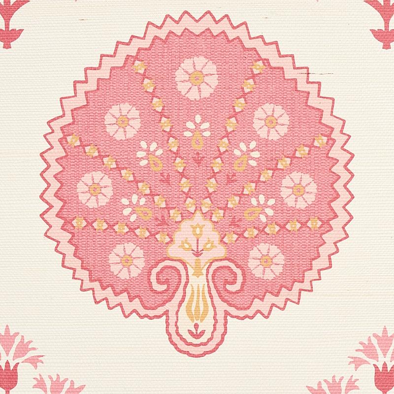 Schumacher Chamba Crown Sisal Pink Wallpaper