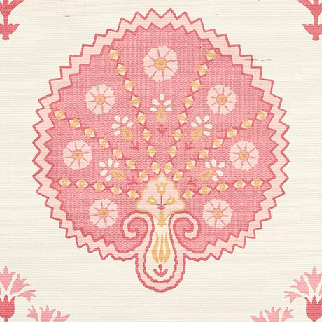Schumacher Chamba Crown Sisal Pink Wallpaper