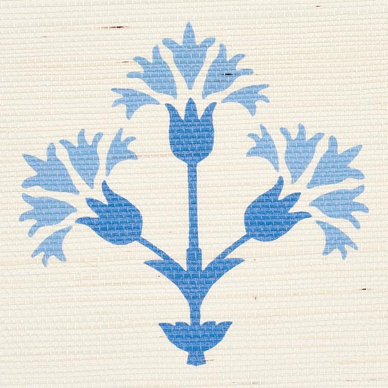 Schumacher Chamba Crown Sisal Blue Wallpaper