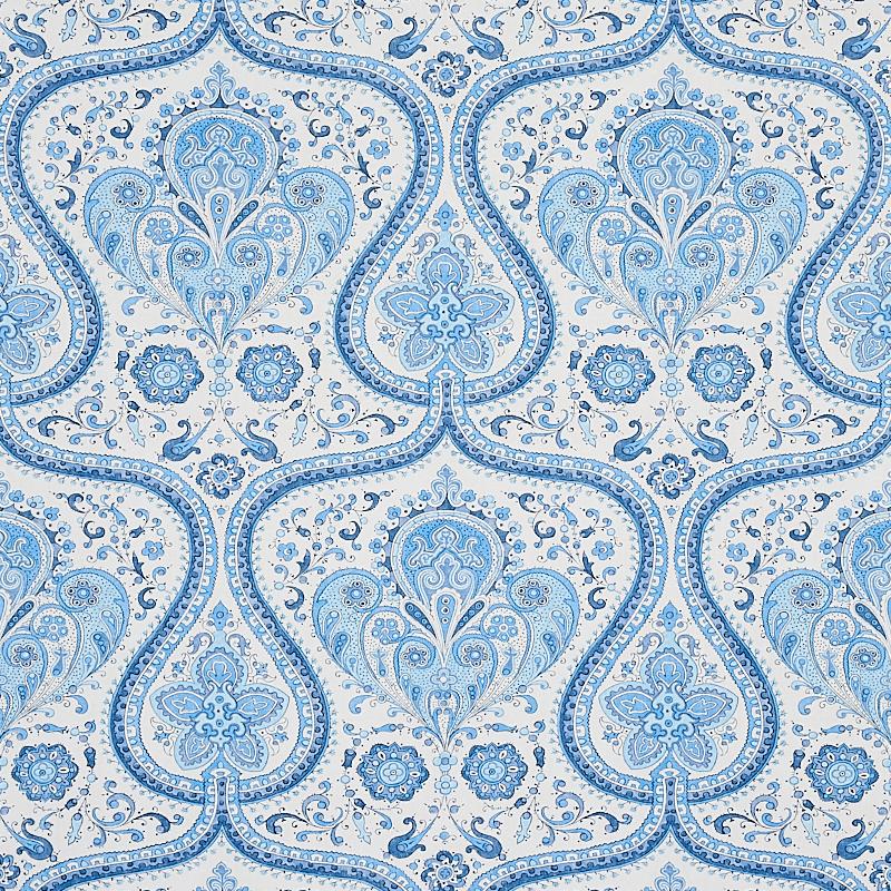 Schumacher Paisley Court Blue Wallpaper