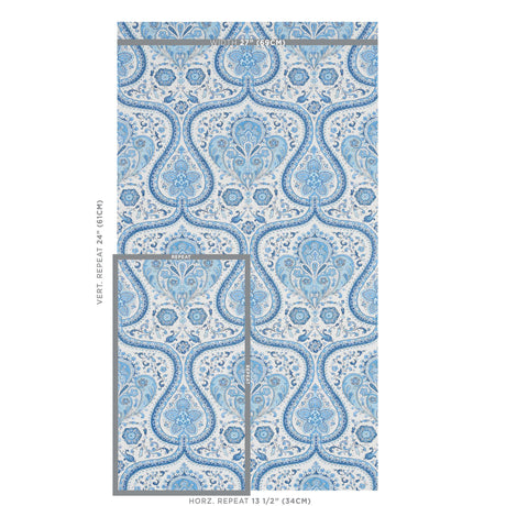 Schumacher Paisley Court Blue Wallpaper