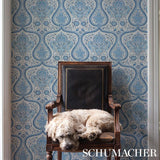 Schumacher Paisley Court Blue Wallpaper