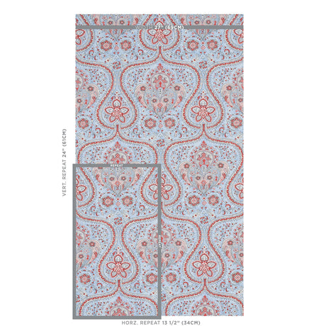 Schumacher Paisley Court Chambray Wallpaper