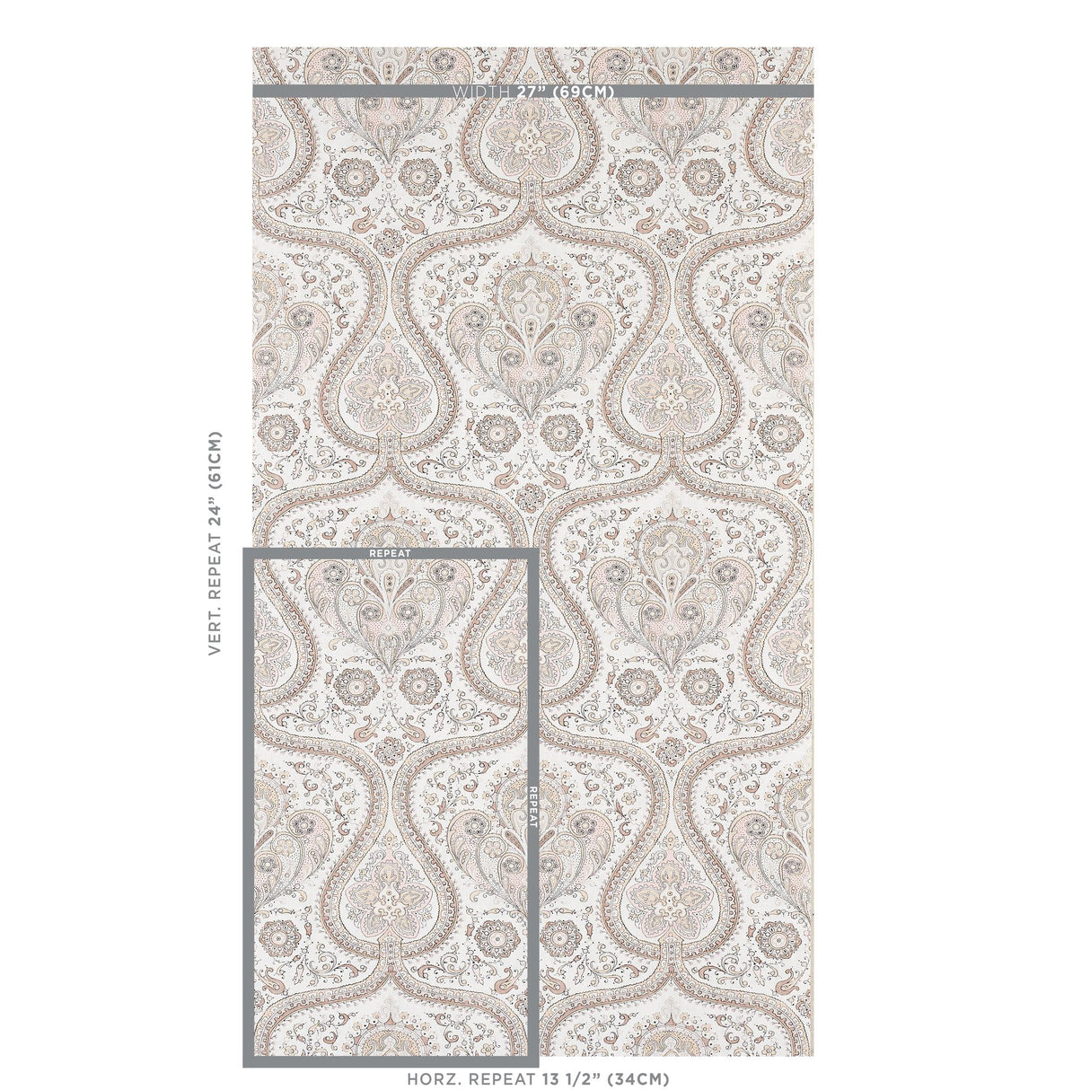 Schumacher Paisley Court Sand Wallpaper