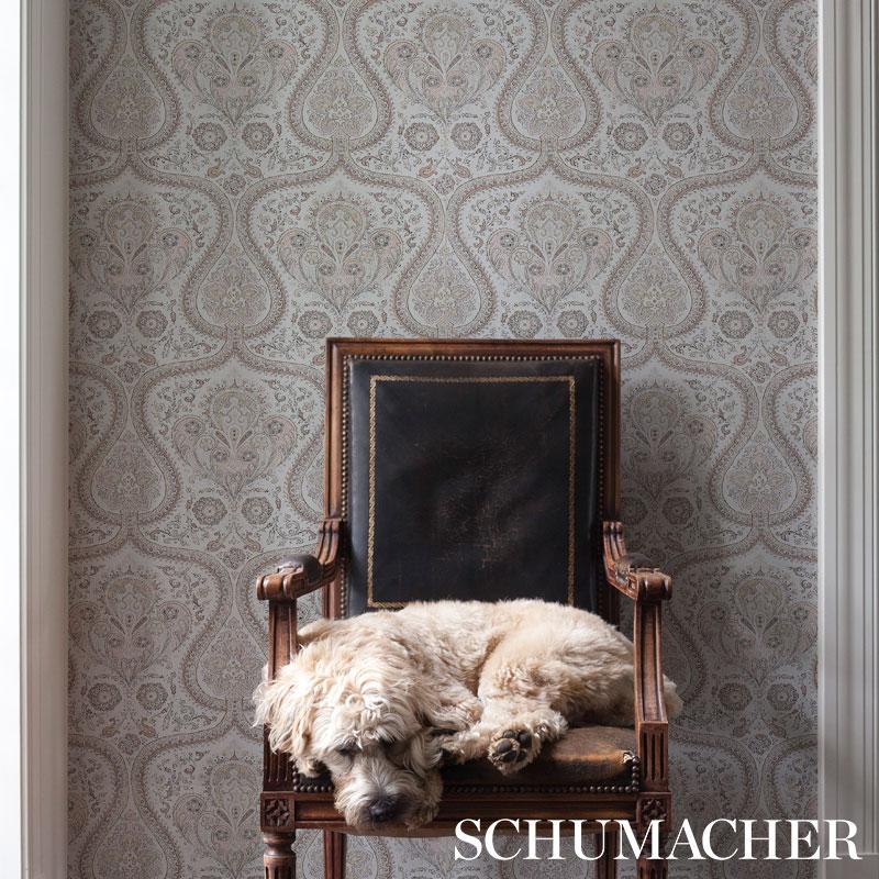 Schumacher Paisley Court Sand Wallpaper