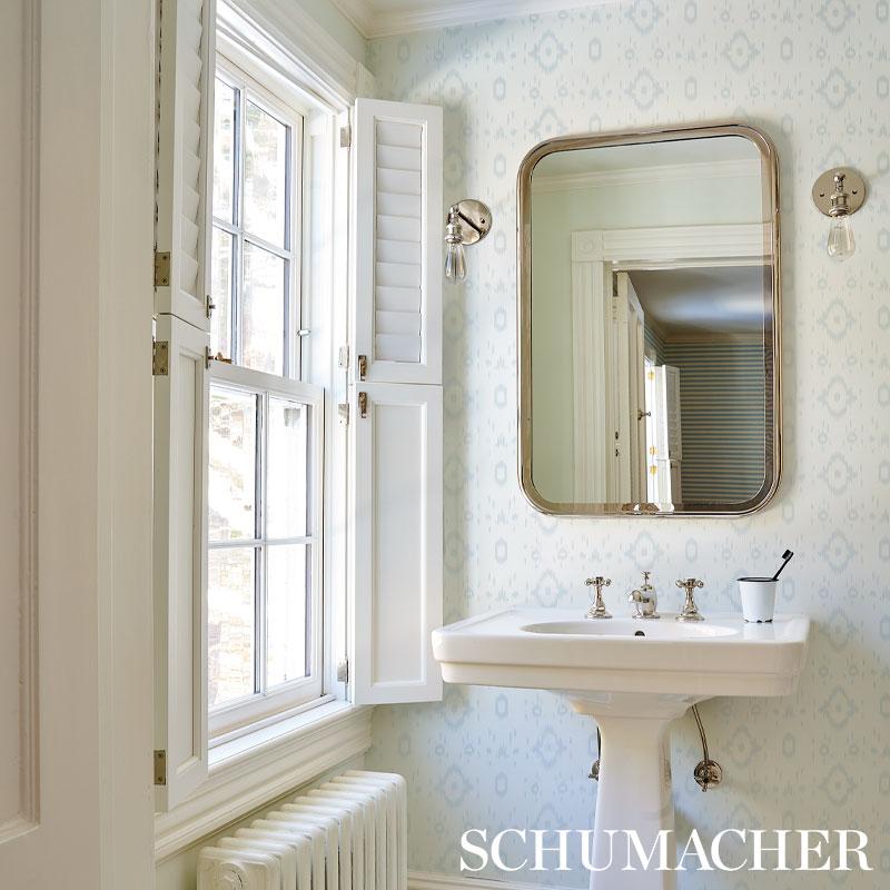 Schumacher Tabitha Orpington Blue Wallpaper