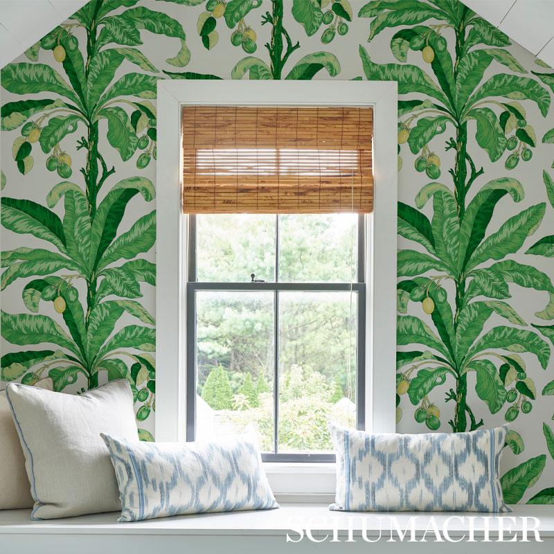 Schumacher Blair House Palm Green Wallpaper