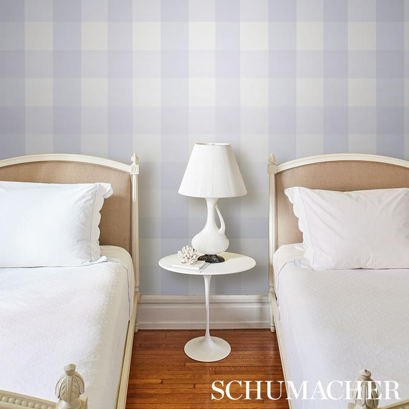 Schumacher Willa Check Large Lavender Wallpaper