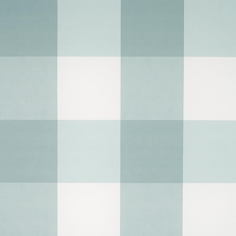 Schumacher Willa Check Large Seaglass Wallpaper
