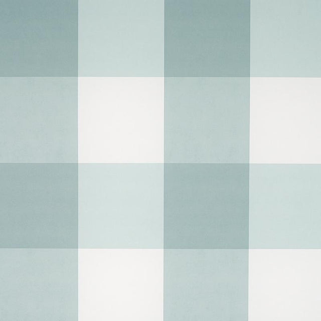 Schumacher Willa Check Large Seaglass Wallpaper