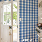 Schumacher Willa Check Small Navy Wallpaper