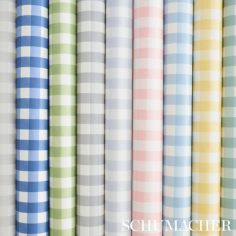 Schumacher Willa Check Small Leaf Wallpaper