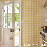 Schumacher Willa Check Small Yellow Wallpaper