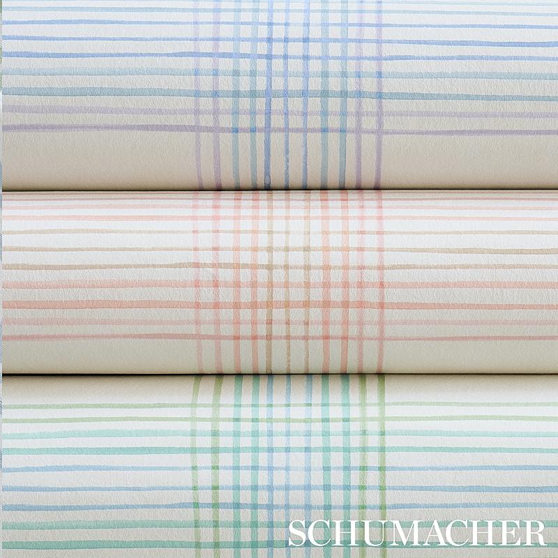 Schumacher Minerva Plaid Peacock Wallpaper