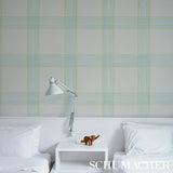 Schumacher Minerva Plaid Peacock Wallpaper