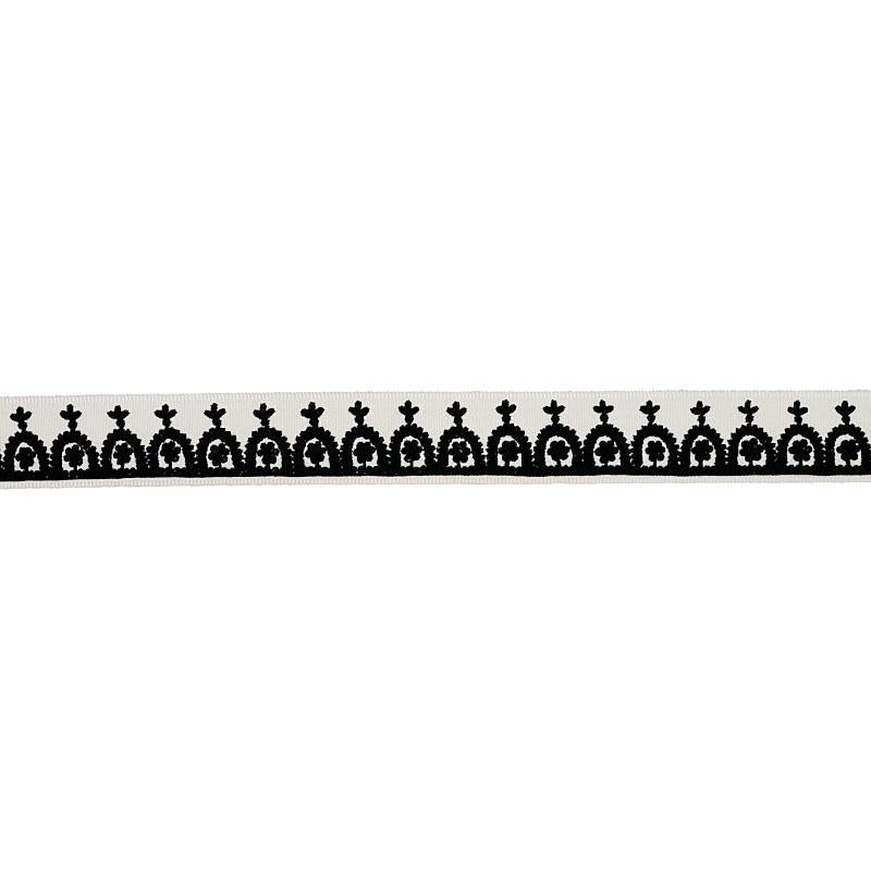 Schumacher Black On Ivory Noelia Embroidered Tape