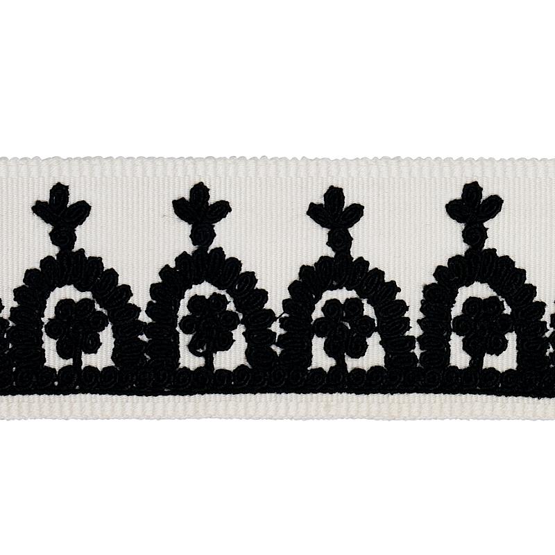 Schumacher Black On Ivory Noelia Embroidered Tape