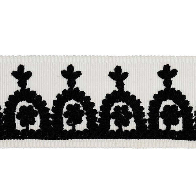 Schumacher Black On Ivory Noelia Embroidered Tape