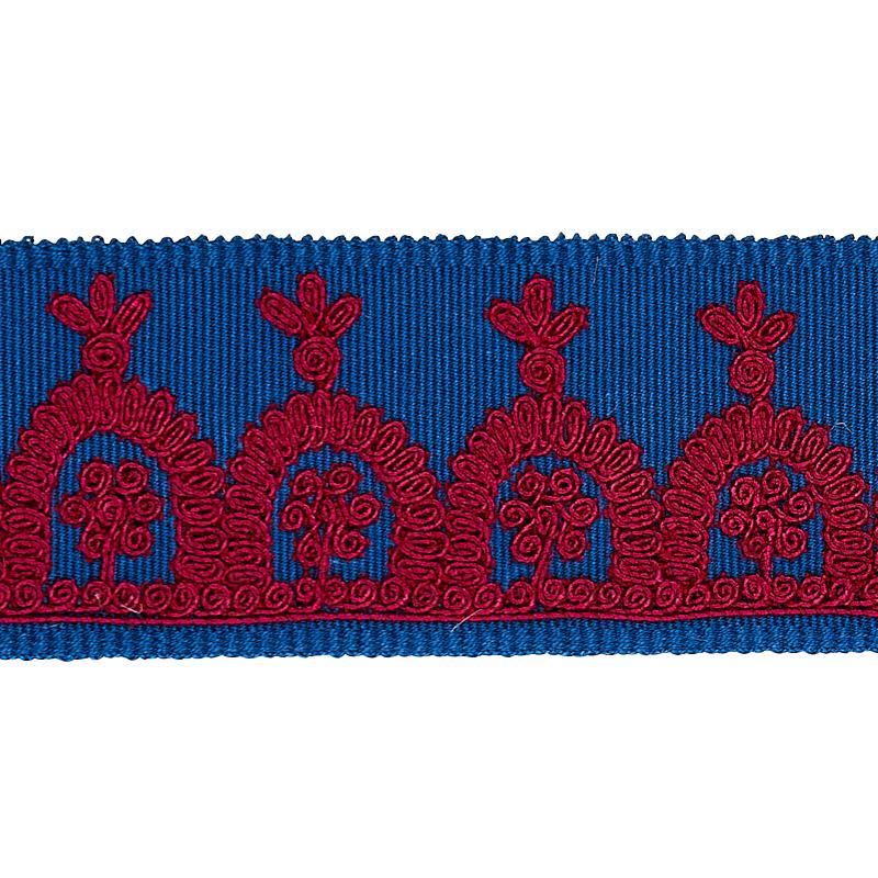 Schumacher Red On Blue Noelia Embroidered Tape
