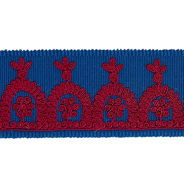 Schumacher Red On Blue Noelia Embroidered Tape