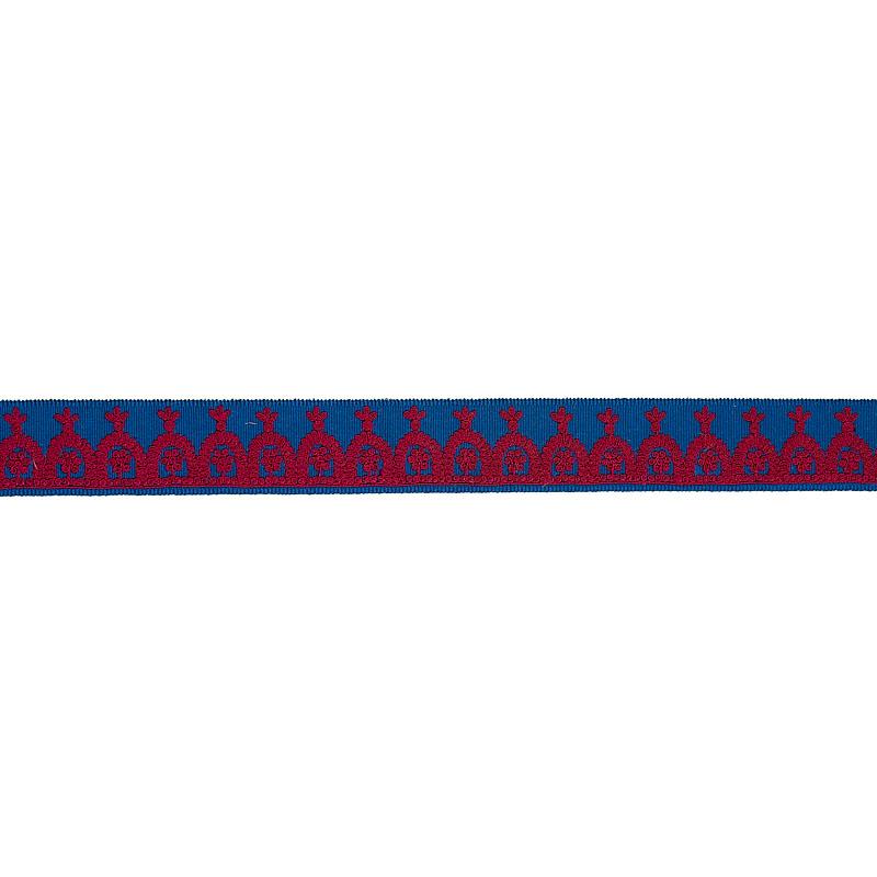 Schumacher Red On Blue Noelia Embroidered Tape
