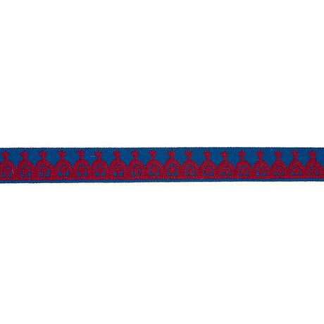 Schumacher Red On Blue Noelia Embroidered Tape