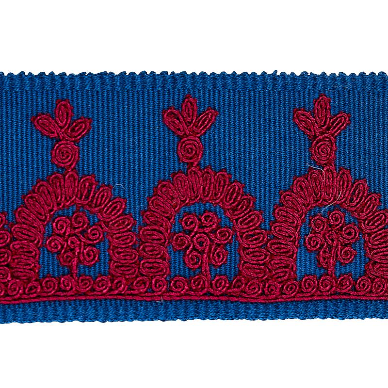 Schumacher Red On Blue Noelia Embroidered Tape