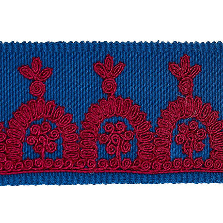 Schumacher Red On Blue Noelia Embroidered Tape